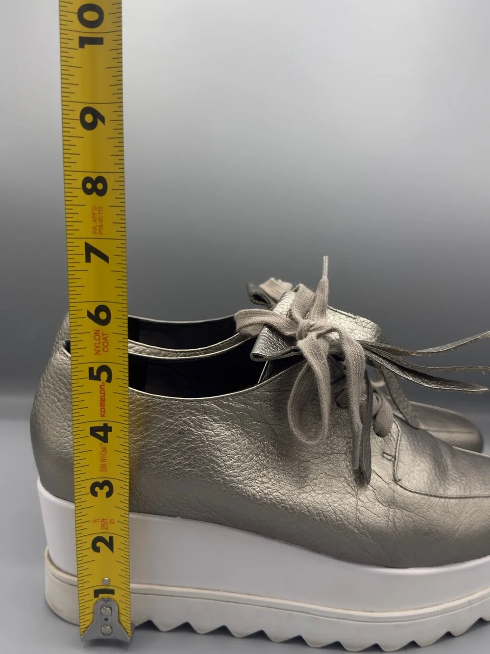 Anne Fontaine 🩶 Metallic Platform Lace-Up Women's Shoes - Silver